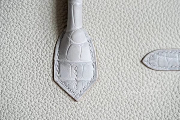Hermes Bag Image Birkin Touch 25CM Matte Crocodile / Togo Leather 80 Pearl grey Silver Hardware