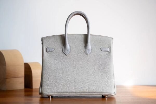 Hermes Bag Image Birkin Touch 25CM Matte Crocodile / Togo Leather 80 Pearl grey Silver Hardware