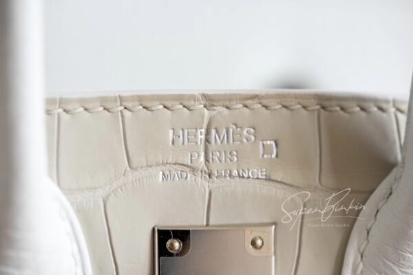 Hong Kong Hermes Birkin 20CM White House Matte Crocodile Silver Hardware Full Handmade
