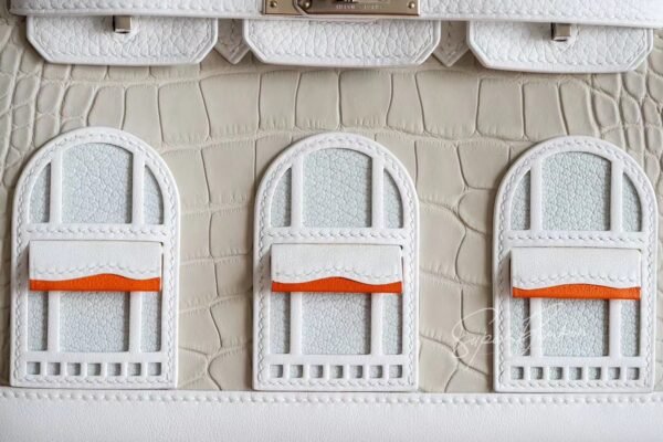 Hong Kong Hermes Birkin 20CM White House Matte Crocodile Silver Hardware Full Handmade