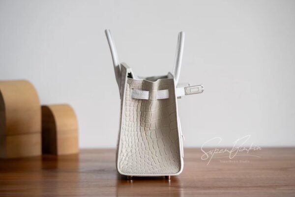 Hong Kong Hermes Birkin 20CM White House Matte Crocodile Silver Hardware Full Handmade