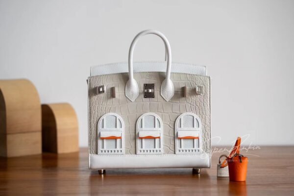 Hong Kong Hermes Birkin 20CM White House Matte Crocodile Silver Hardware Full Handmade