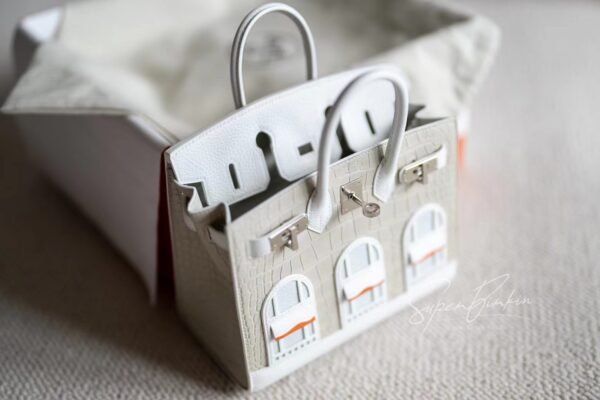 Hong Kong Hermes Birkin 20CM White House Matte Crocodile Silver Hardware Full Handmade