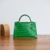 Hong Kong Hermes 1L Cactus Mini Kelly ll Shiny Alligator Crocodile Leather 19CM Gold Hardware