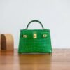 Hong Kong Hermes 1L Cactus Mini Kelly ll Shiny Alligator Crocodile Leather 19CM Gold Hardware