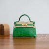 Hong Kong Hermes 1L Cactus Mini Kelly ll Shiny Alligator Crocodile Leather 19CM Gold Hardware