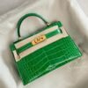 Hong Kong Hermes 1L Cactus Mini Kelly ll Shiny Alligator Crocodile Leather 19CM Gold Hardware