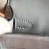 Full Handmade Mini Kelly ll 0V Gris Ciment Shiny Crocodile Gold Hardware
