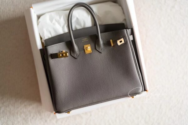 Women's Tote Bag Birkin 25CM Togo Leather 8F Etain Gold Hardware