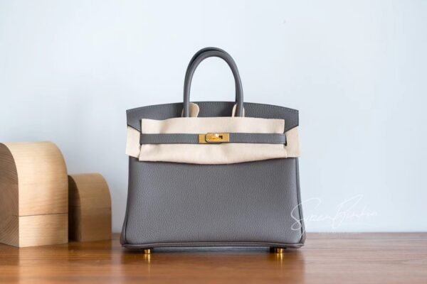 Women's Tote Bag Birkin 25CM Togo Leather 8F Etain Gold Hardware