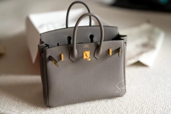 Women's Tote Bag Birkin 25CM Togo Leather 8F Etain Gold Hardware
