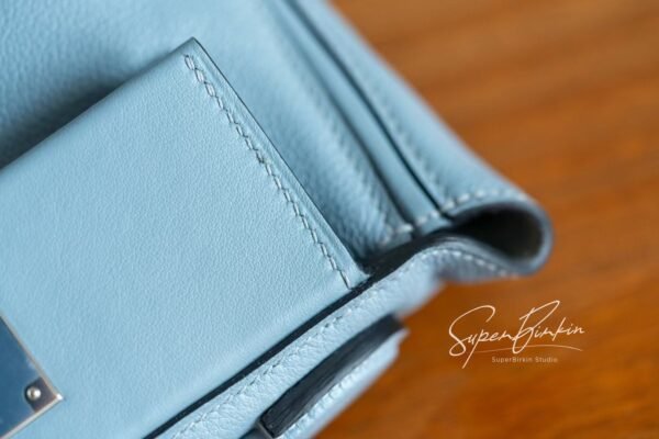 Brussels Belgium Hermes Kelly 24/24 Mini J7 Blue Lin/Gris Mouette Silver Hardware Special Order