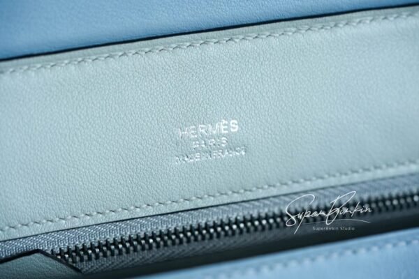 Brussels Belgium Hermes Kelly 24/24 Mini J7 Blue Lin/Gris Mouette Silver Hardware Special Order