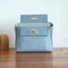 Brussels Belgium Hermes Kelly 24/24 Mini J7 Blue Lin/Gris Mouette Silver Hardware Special Order