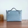 Brussels Belgium Hermes Kelly 24/24 Mini J7 Blue Lin/Gris Mouette Silver Hardware Special Order