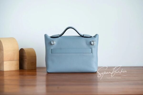 Brussels Belgium Hermes Kelly 24/24 Mini J7 Blue Lin/Gris Mouette Silver Hardware Special Order