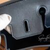 Sydney Australia Hermes Birkin 25CM Black Box Leather HandBag Silver Hardware Handmade