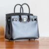 Sydney Australia Hermes Birkin 25CM Black Box Leather HandBag Silver Hardware Handmade
