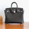 Sydney Australia Hermes Birkin 25CM Black Box Leather HandBag Silver Hardware Handmade