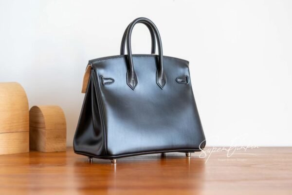Sydney Australia Hermes Birkin 25CM Black Box Leather HandBag Silver Hardware Handmade
