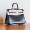Sydney Australia Hermes Birkin 25CM Black Box Leather HandBag Silver Hardware Handmade