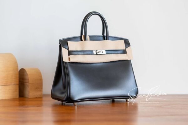 Sydney Australia Hermes Birkin 25CM Black Box Leather HandBag Silver Hardware Handmade
