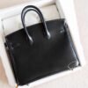 Sydney Australia Hermes Birkin 25CM Black Box Leather HandBag Silver Hardware Handmade