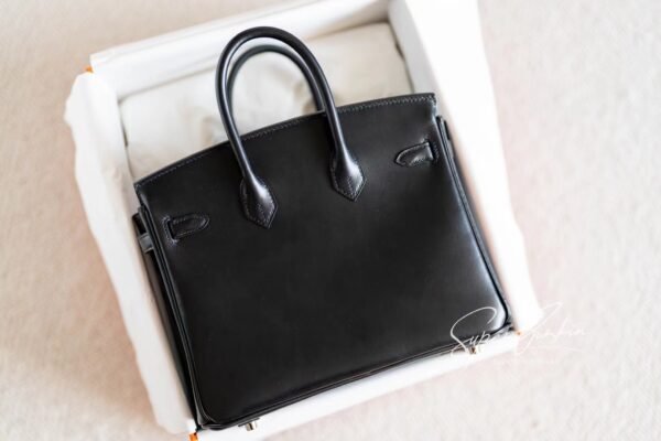 Sydney Australia Hermes Birkin 25CM Black Box Leather HandBag Silver Hardware Handmade