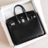 Sydney Australia Hermes Birkin 25CM Black Box Leather HandBag Silver Hardware Handmade